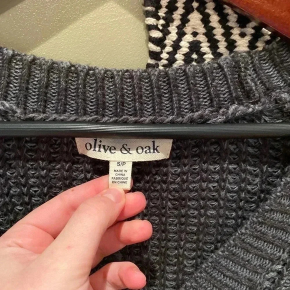 URBAN OUTFITTERS OLIVE AND OAK OVERSIZED CHINKY KNIT GREY BUTTON SWEATER SIZE S - Picture 2 of 5